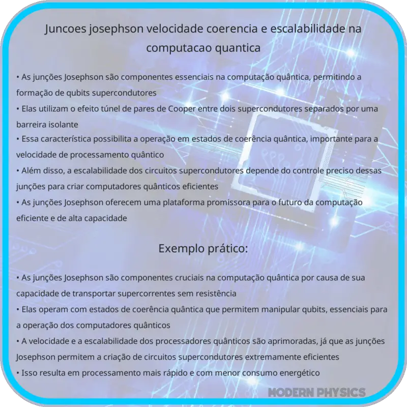 Junções Josephson | Velocidade, Coerência e Escalabilidade na Computação Quântica