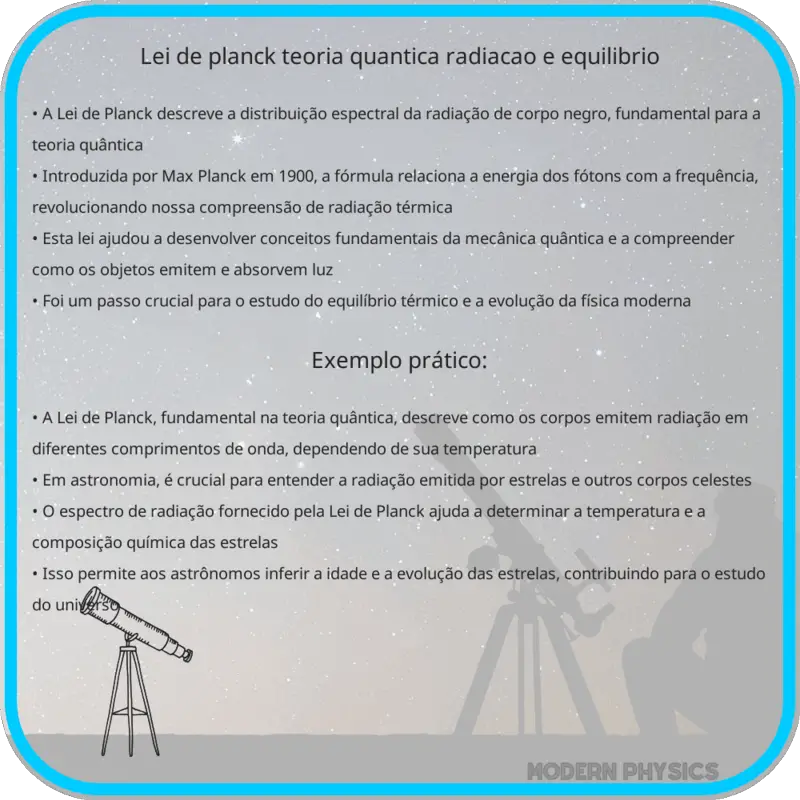 Lei de Planck | Teoria Quântica, Radiação e Equilíbrio