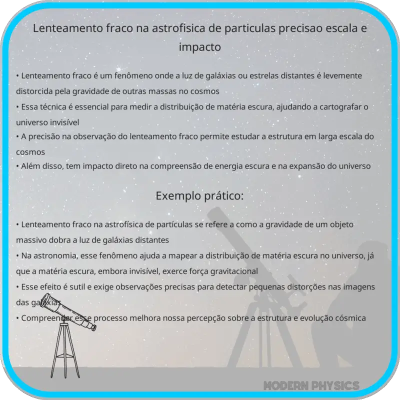Lenteamento Fraco na Astrofísica de Partículas | Precisão, Escala e Impacto