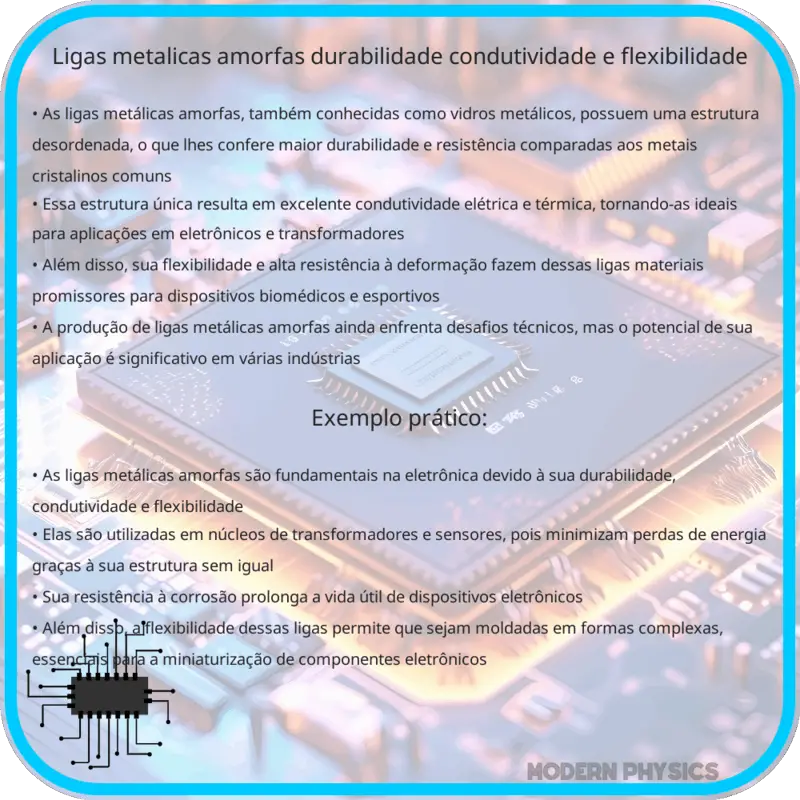 Ligas Metálicas Amorfas | Durabilidade, Condutividade e Flexibilidade