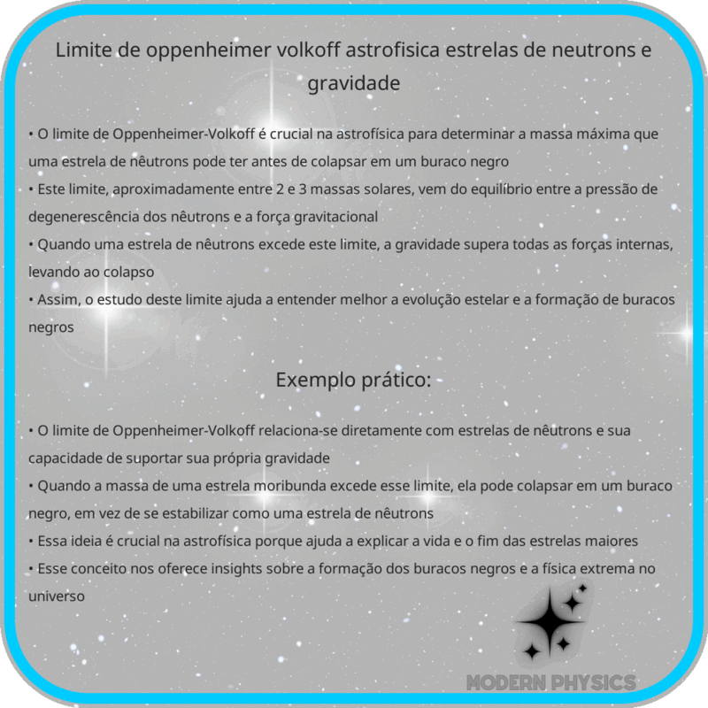 Limite de Oppenheimer-Volkoff: Astrofísica, Estrelas de Nêutrons e Gravidade