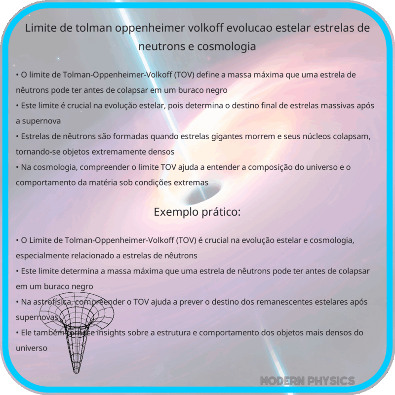 Limite de Tolman-Oppenheimer-Volkoff | Evolução Estelar, Estrelas de Nêutrons e Cosmologia