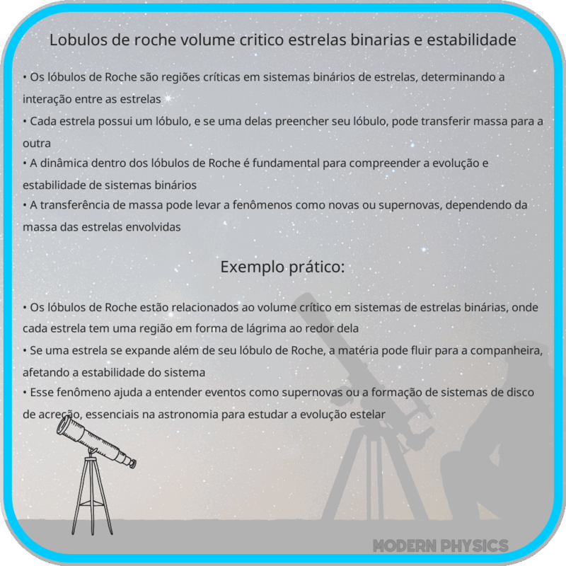 Lóbulos de Roche: Volume Crítico, Estrelas Binárias e Estabilidade