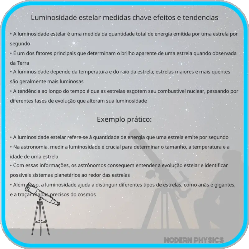 Luminosidade Estelar: Medidas-Chave, Efeitos e Tendências