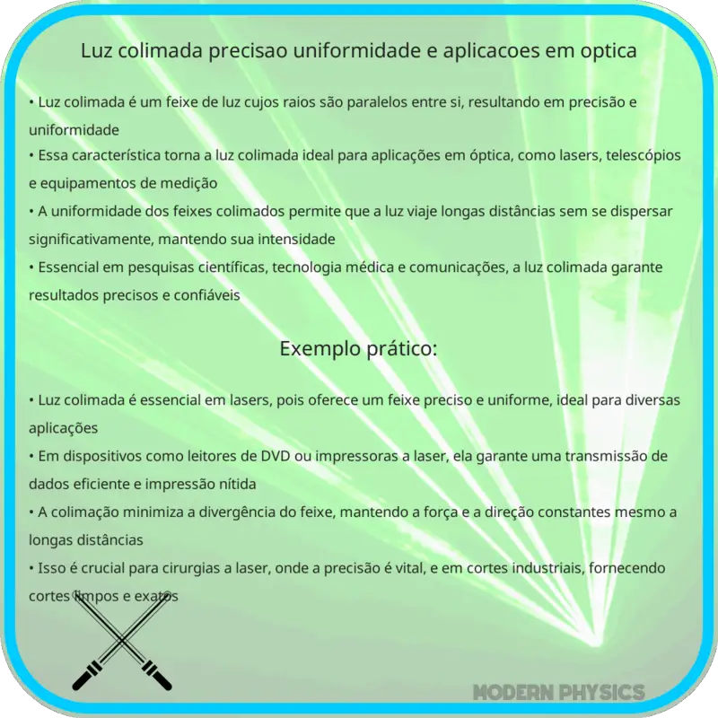 Luz Colimada: Precisão, Uniformidade e Aplicações em Óptica