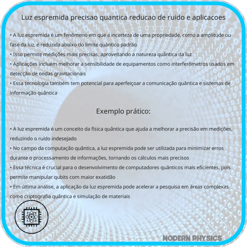 Luz Espremida | Precisão Quântica, Redução de Ruído e Aplicações