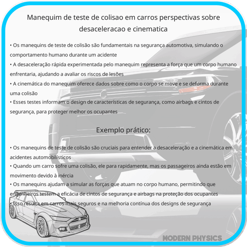 Manequim de Teste de Colisão em Carros: Perspectivas sobre Desaceleração e Cinemática