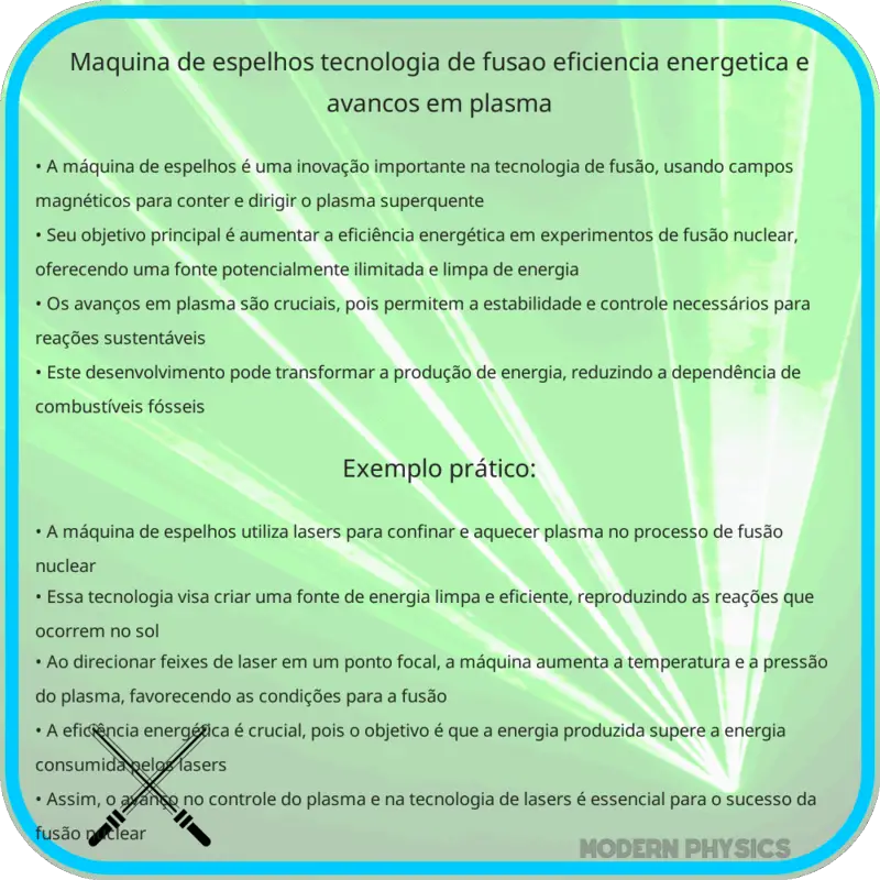Máquina de Espelhos | Tecnologia de Fusão, Eficiência Energética e Avanços em Plasma