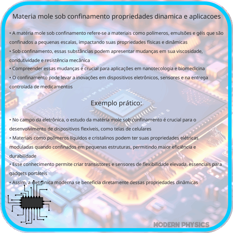 Matéria Mole Sob Confinamento: Propriedades, Dinâmica e Aplicações
