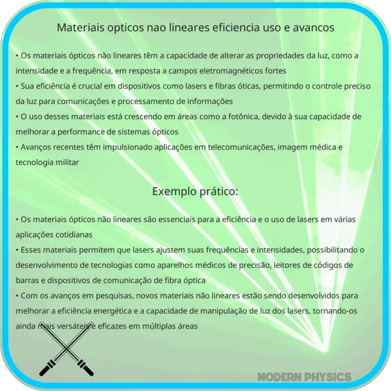 Materiais Ópticos Não Lineares | Eficiência, Uso e Avanços