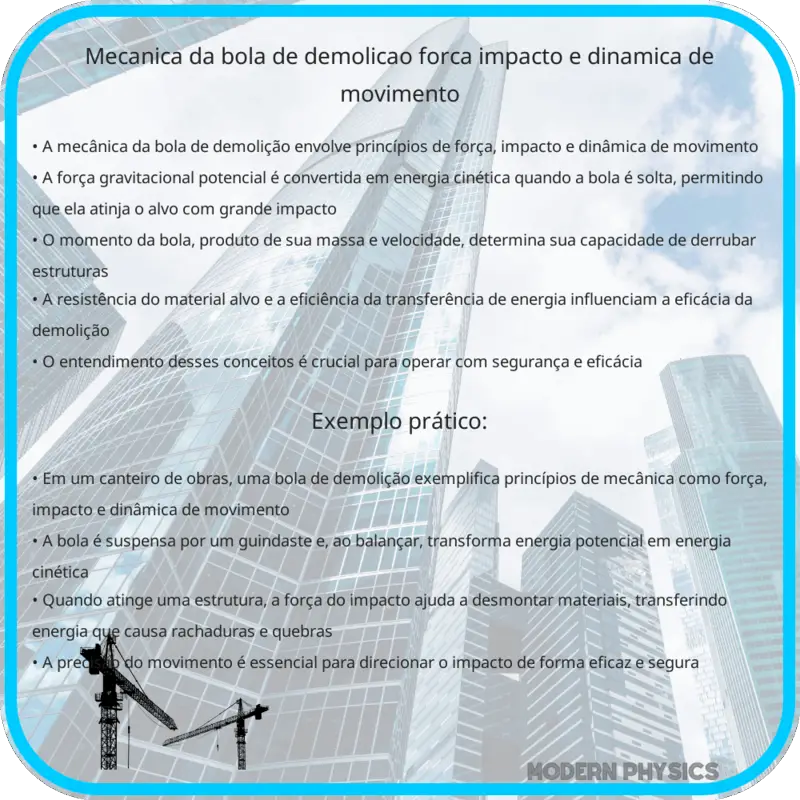 Mecânica da Bola de Demolição | Força, Impacto e Dinâmica de Movimento