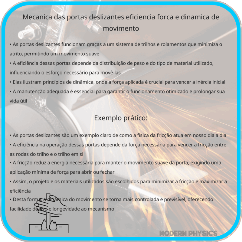 Mecânica das Portas Deslizantes | Eficiência, Força e Dinâmica de Movimento