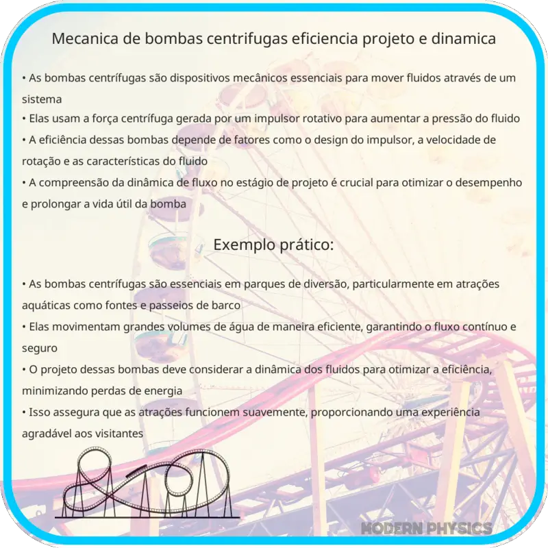 Mecânica de Bombas Centrífugas | Eficiência, Projeto e Dinâmica
