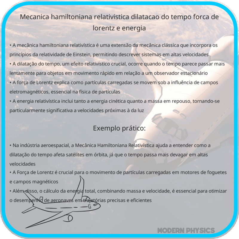 Mecânica Hamiltoniana Relativística | Dilatação do Tempo, Força de Lorentz e Energia