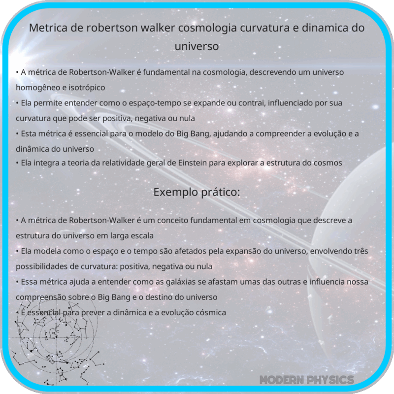 Métrica de Robertson-Walker | Cosmologia, Curvatura e Dinâmica do Universo