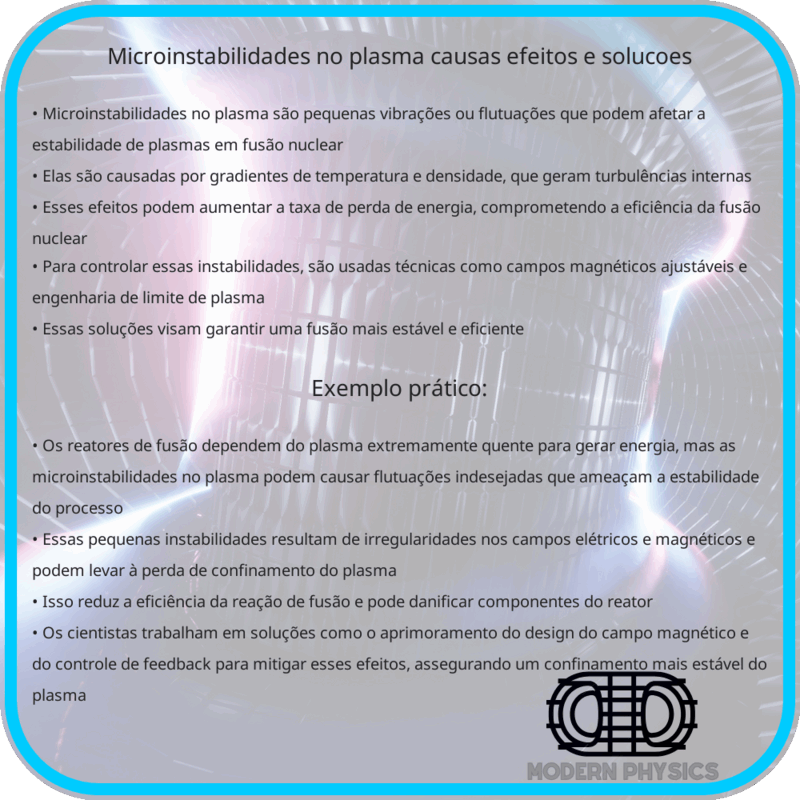 Microinstabilidades no Plasma | Causas, Efeitos e Soluções