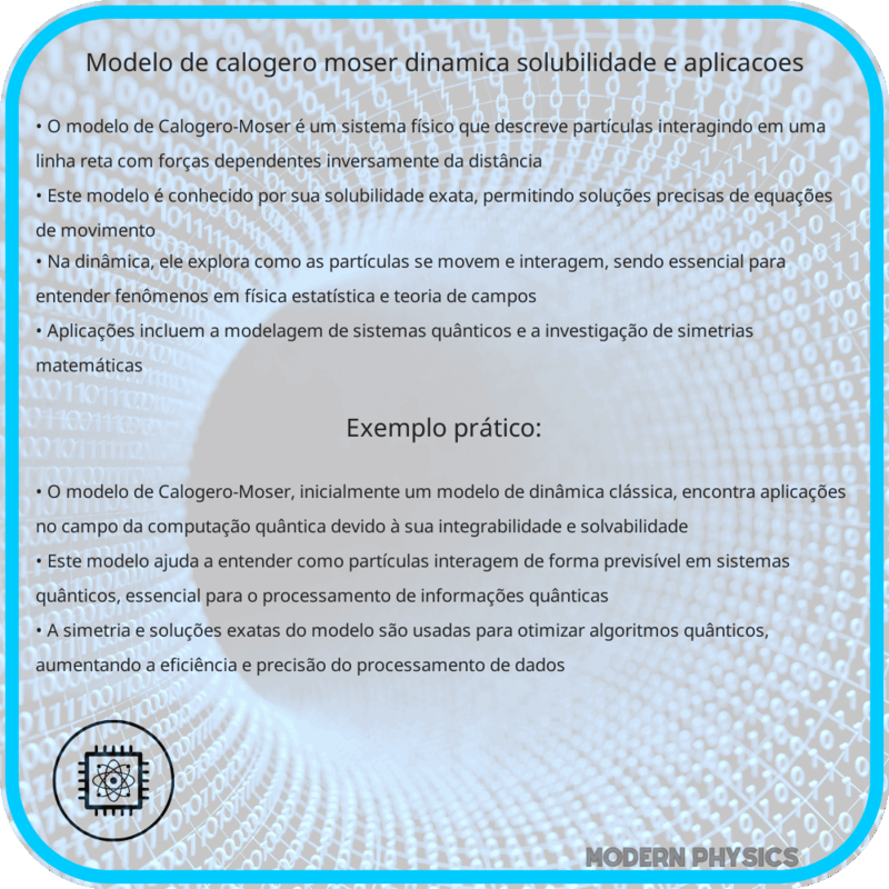 Modelo de Calogero-Moser | Dinâmica, Solubilidade e Aplicações