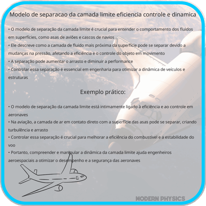 Modelo de Separação da Camada Limite | Eficiência, Controle e Dinâmica