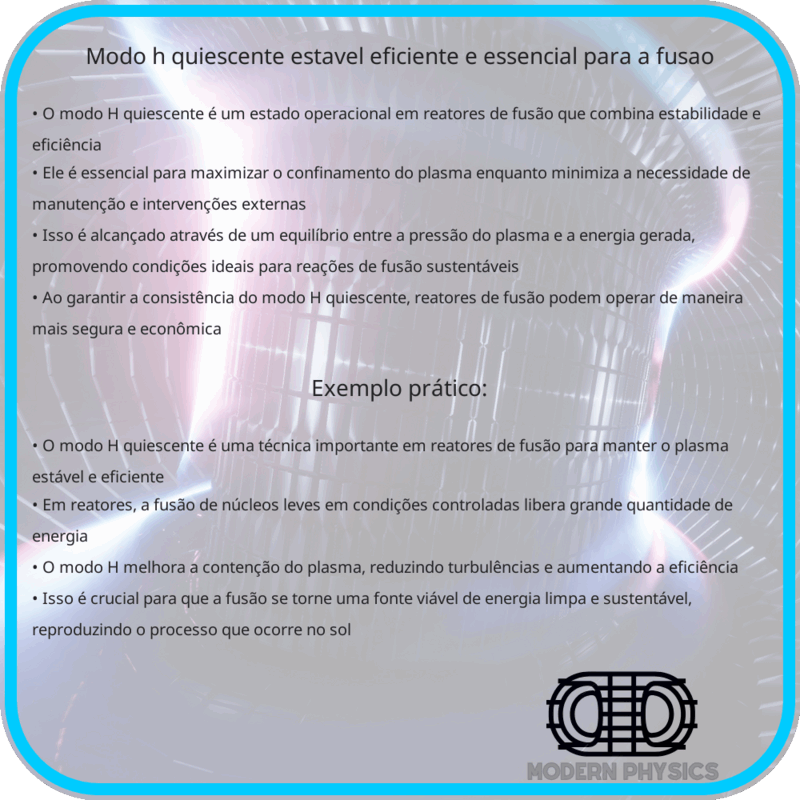 Modo H Quiescente | Estável, Eficiente e Essencial para a Fusão