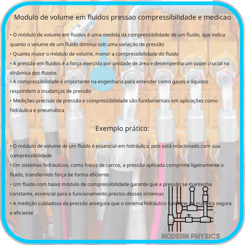 Módulo de Volume em Fluidos | Pressão, Compressibilidade e Medição