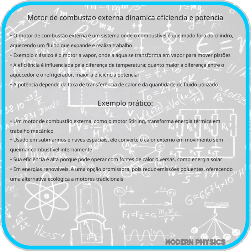 Motor de Combustão Externa: Dinâmica, Eficiência e Potência