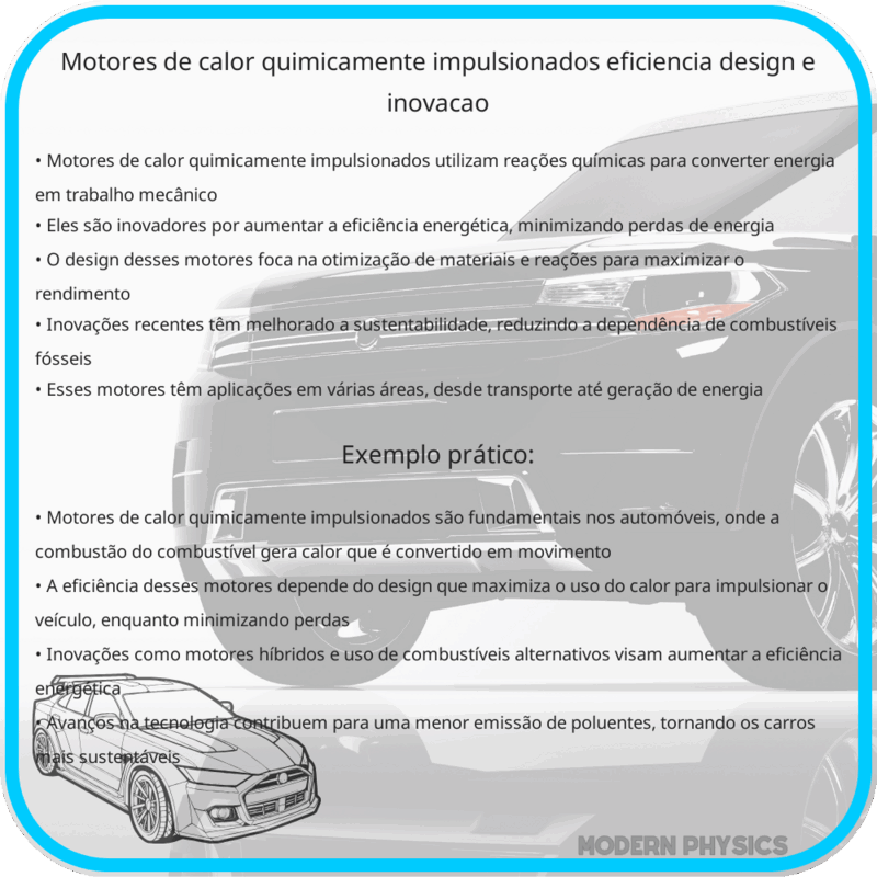 Motores de Calor Quimicamente Impulsionados | Eficiência, Design e Inovação