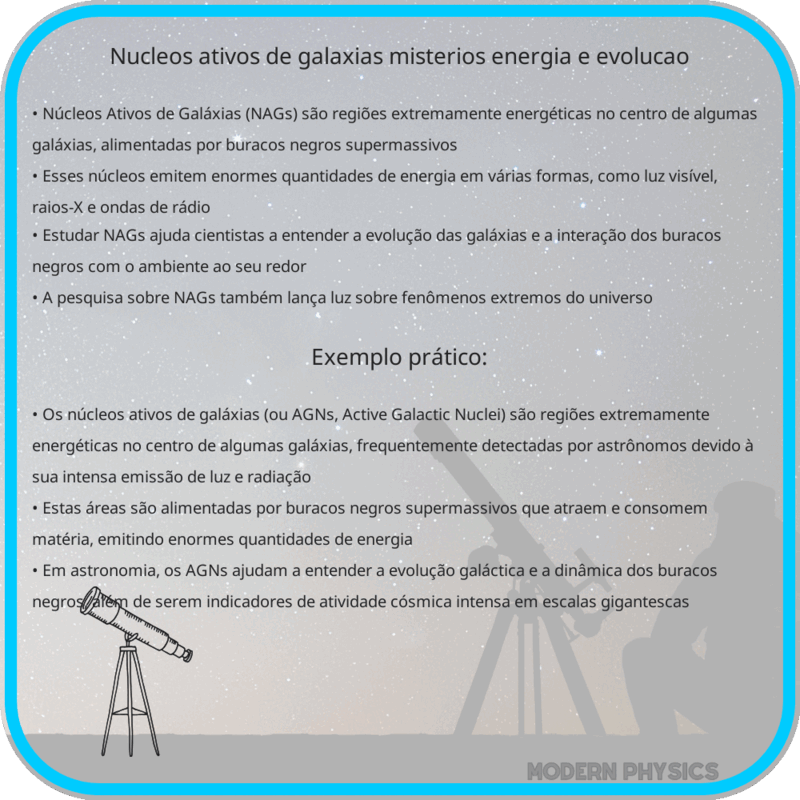 Núcleos Ativos de Galáxias: Mistérios, Energia e Evolução