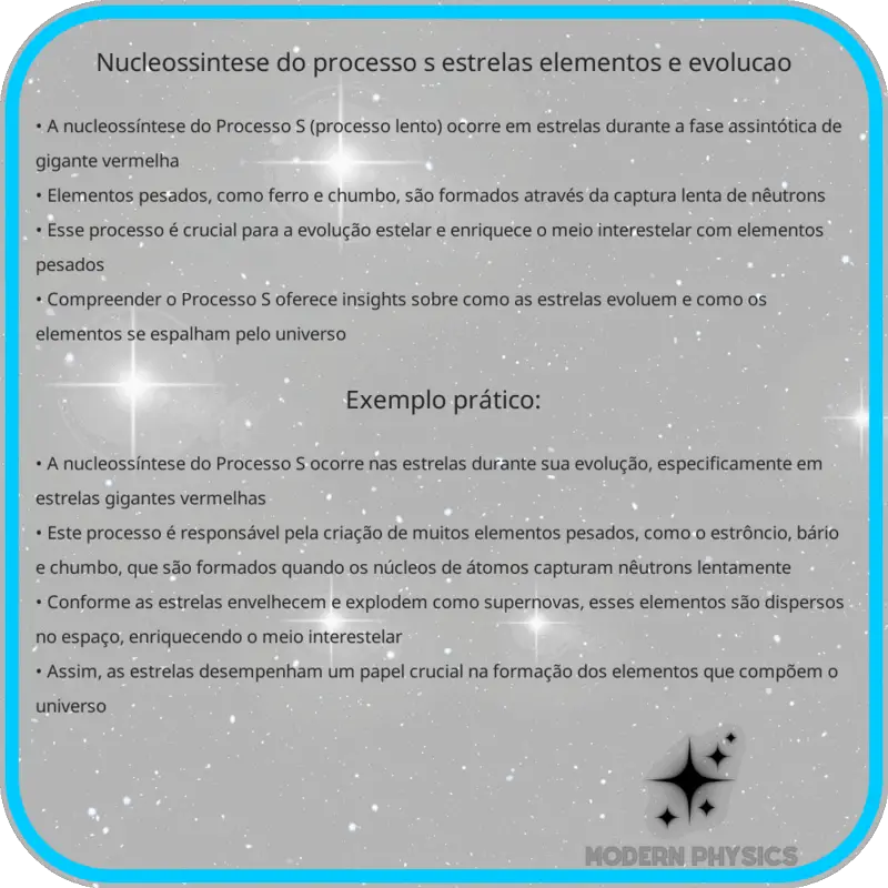 Nucleossíntese do Processo S | Estrelas, Elementos e Evolução