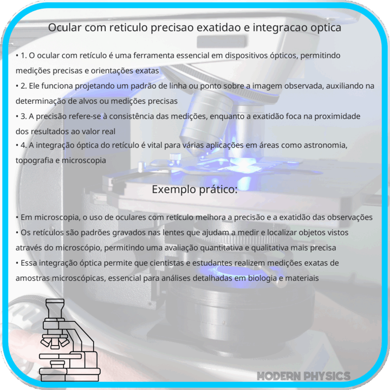 Ocular com Retículo: Precisão, Exatidão e Integração Óptica
