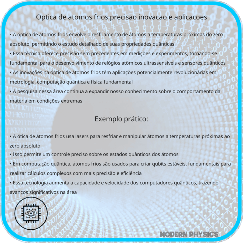 Óptica de Átomos Frios | Precisão, Inovação e Aplicações