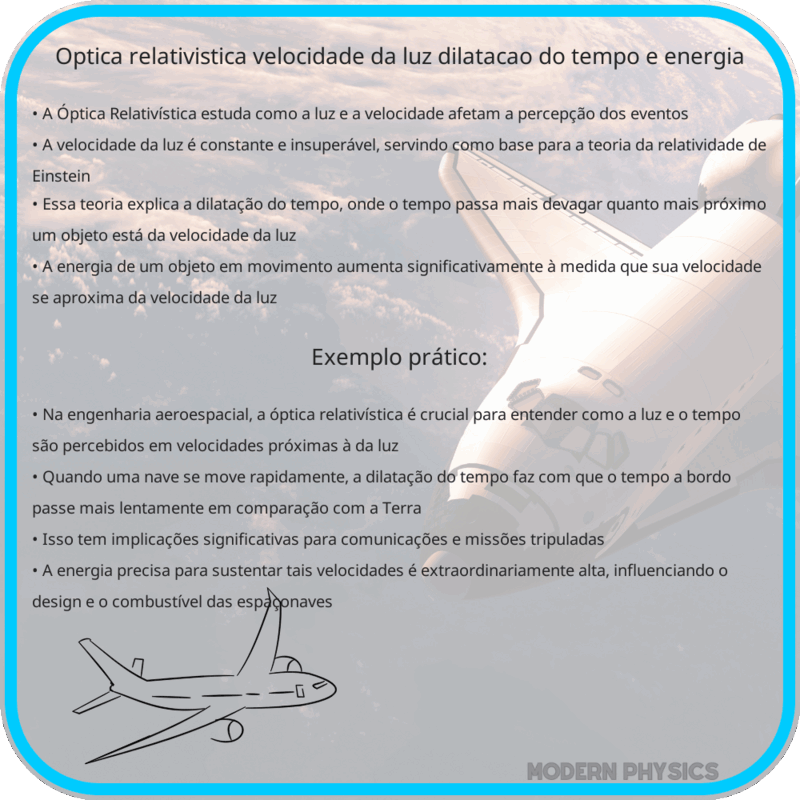 Óptica Relativística | Velocidade da Luz, Dilatação do Tempo e Energia