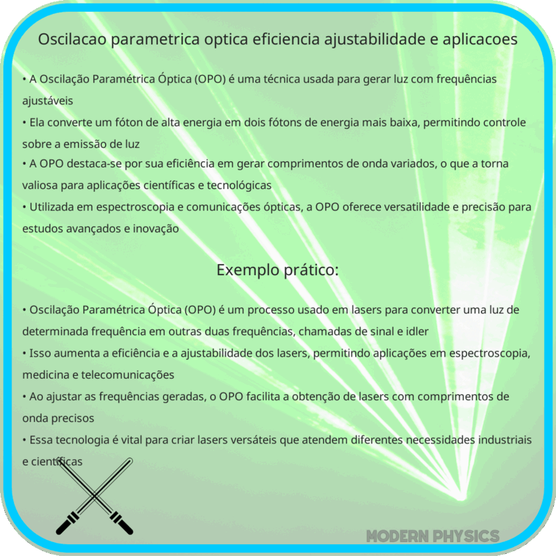 Oscilação Paramétrica Óptica: Eficiência, Ajustabilidade e Aplicações