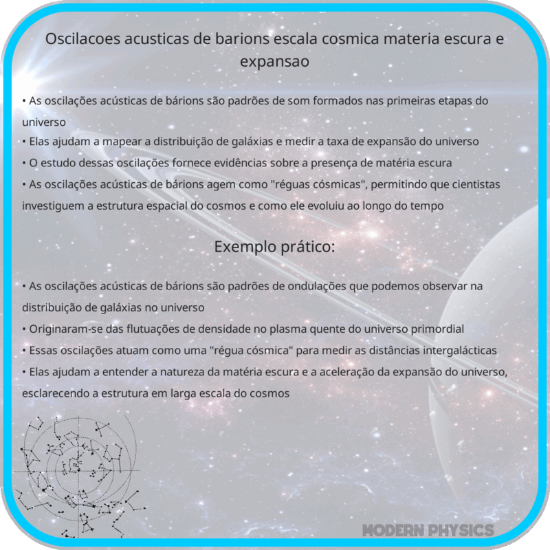 Oscilações Acústicas de Bárions: Escala Cósmica, Matéria Escura e Expansão