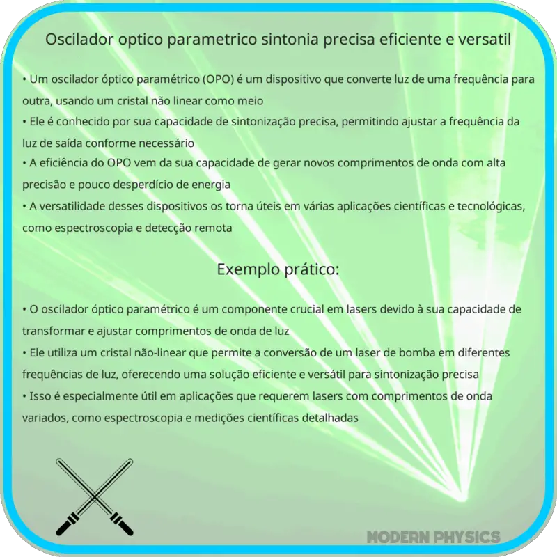Oscilador Óptico Paramétrico | Sintonia Precisa, Eficiente e Versátil