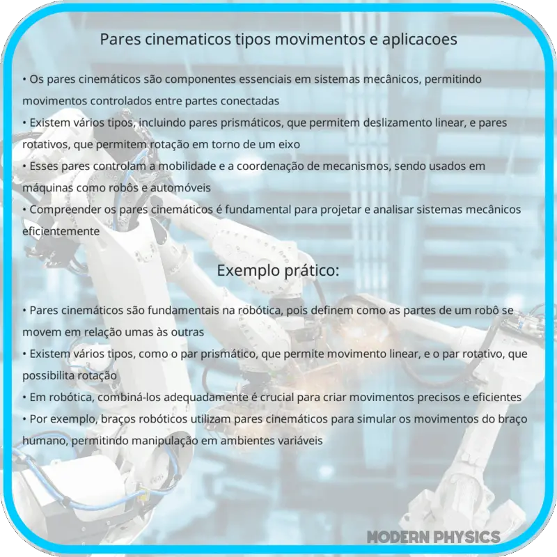 Pares Cinemáticos | Tipos, Movimentos e Aplicações