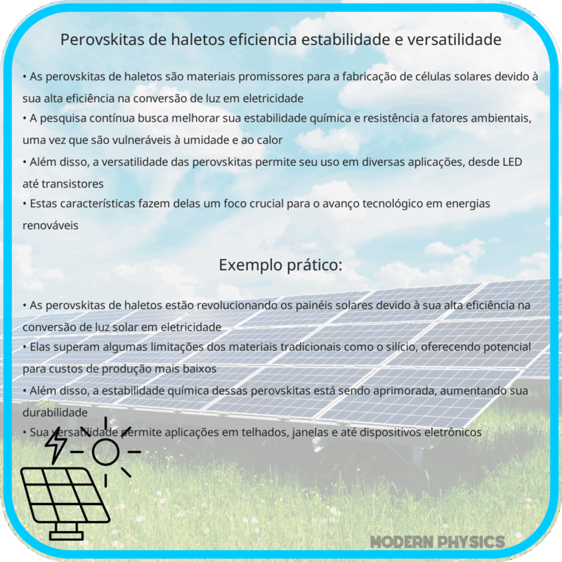 Perovskitas de Haletos | Eficiência, Estabilidade e Versatilidade