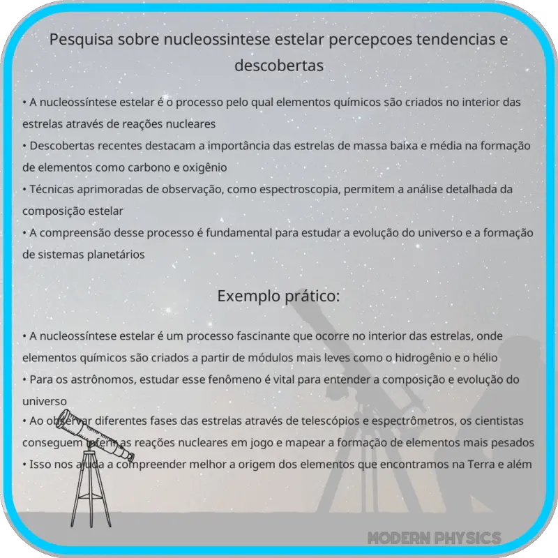 Pesquisa sobre Nucleossíntese Estelar | Percepções, Tendências e Descobertas
