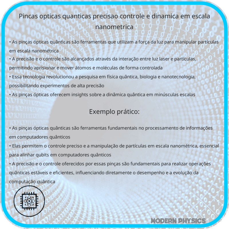 Pinças Ópticas Quânticas: Precisão, Controle e Dinâmica em Escala Nanométrica