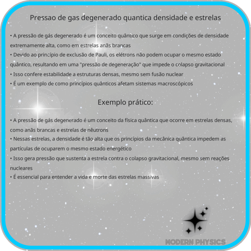 Pressão de Gás Degenerado: Quântica, Densidade e Estrelas
