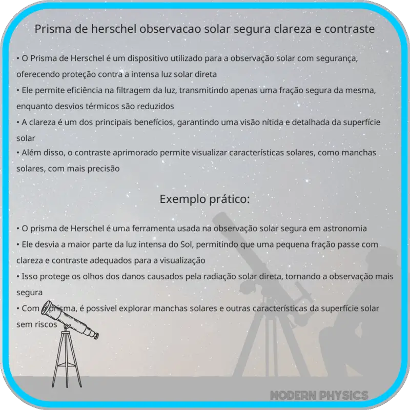 Prisma de Herschel | Observação Solar Segura, Clareza e Contraste