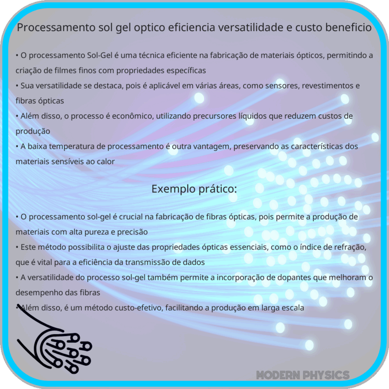 Processamento Sol-Gel Óptico: Eficiência, Versatilidade e Custo-Benefício