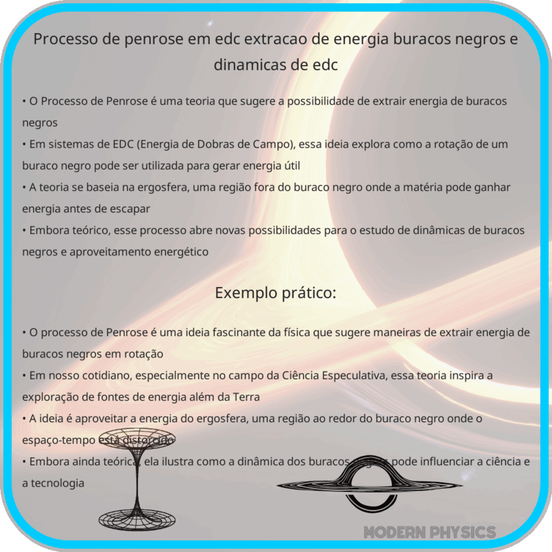 Processo de Penrose em EDC | Extração de Energia, Buracos Negros e Dinâmicas de EDC
