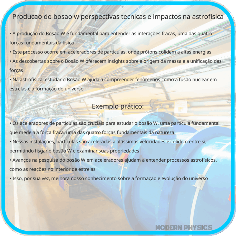 Produção do Bosão W | Perspectivas, Técnicas e Impactos na Astrofísica