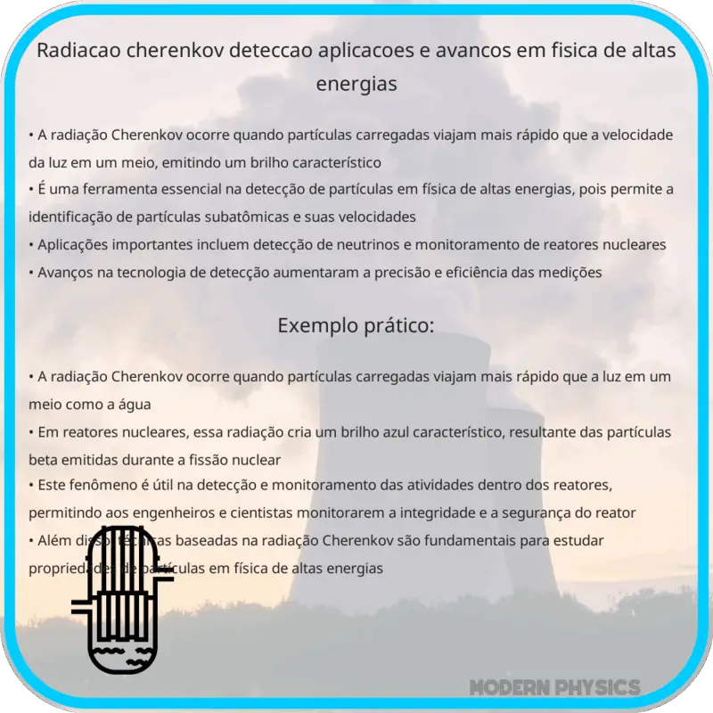 Radiação Cherenkov: Detecção, Aplicações e Avanços em Física de Altas Energias