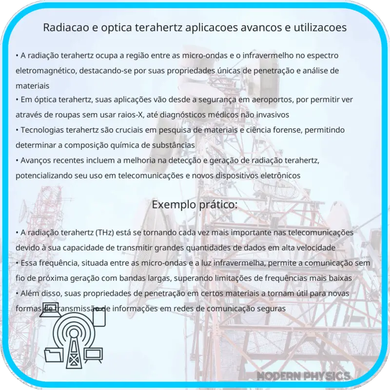 Radiação e Óptica Terahertz: Aplicações, Avanços e Utilizações