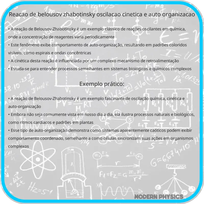 Reação de Belousov-Zhabotinsky | Oscilação, Cinética e Auto-organização