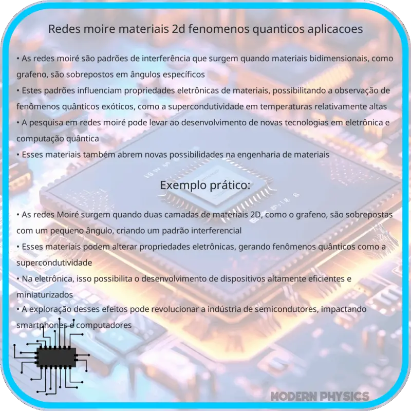 Redes Moiré: Materiais 2D, Fenômenos Quânticos & Aplicações