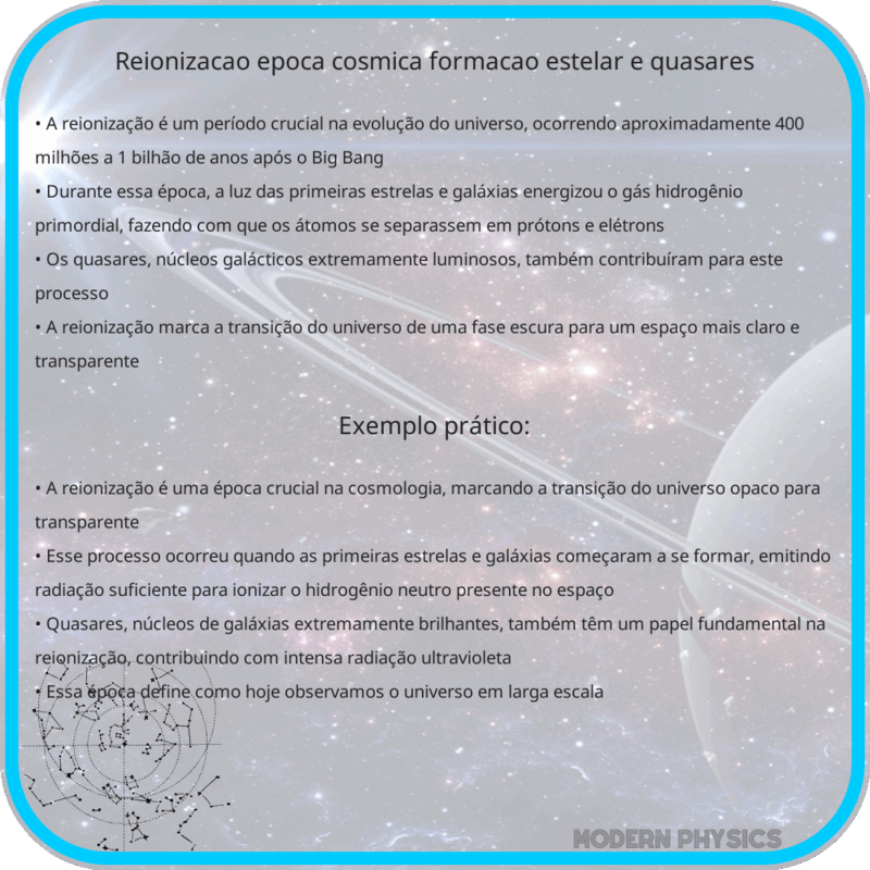 Reionização: Época Cósmica, Formação Estelar e Quasares