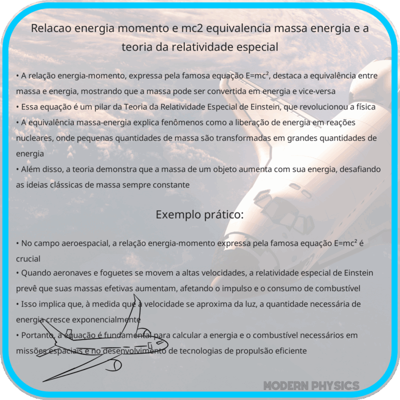Relação Energia-Momento: E=mc², Equivalência Massa-Energia e a Teoria da Relatividade Especial