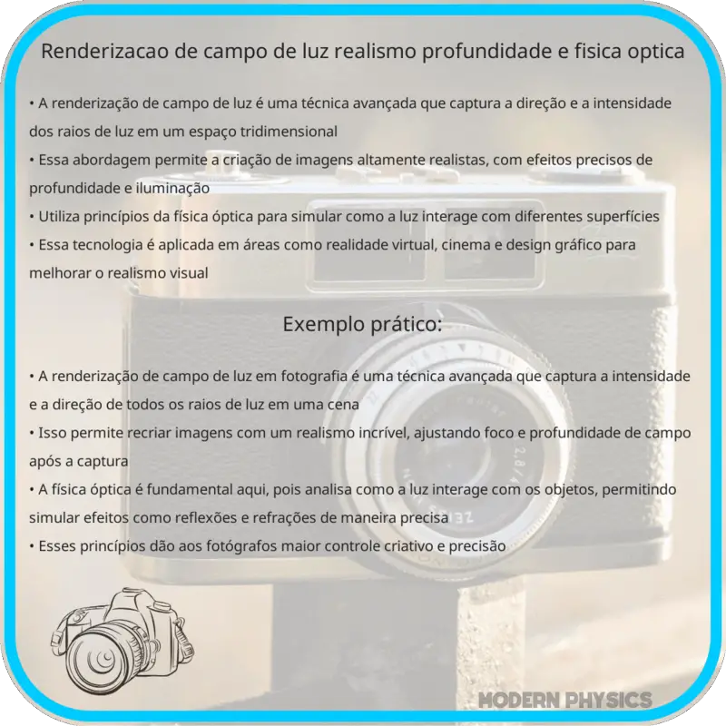 Renderização de Campo de Luz: Realismo, Profundidade e Física Óptica